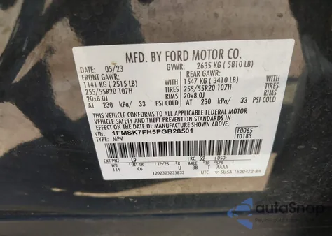 2023 Ford Explorer Limited from USA, damaged, VIN 1FMSK7FH5PGB28501